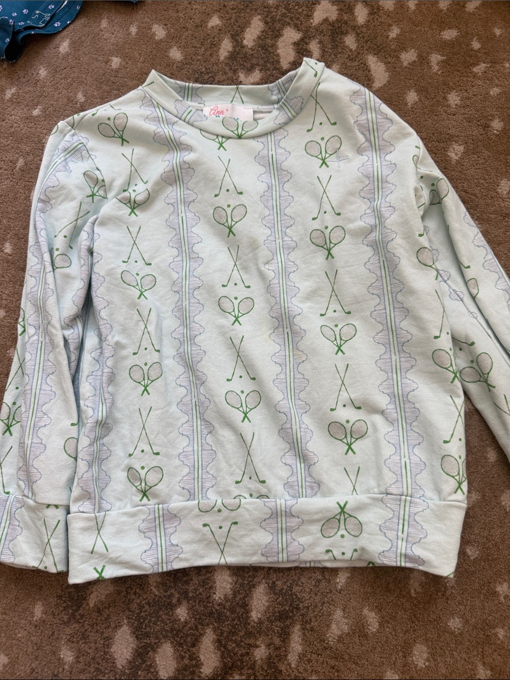 Kids Tennis-Print Sweatshirt - Light Mint Green
